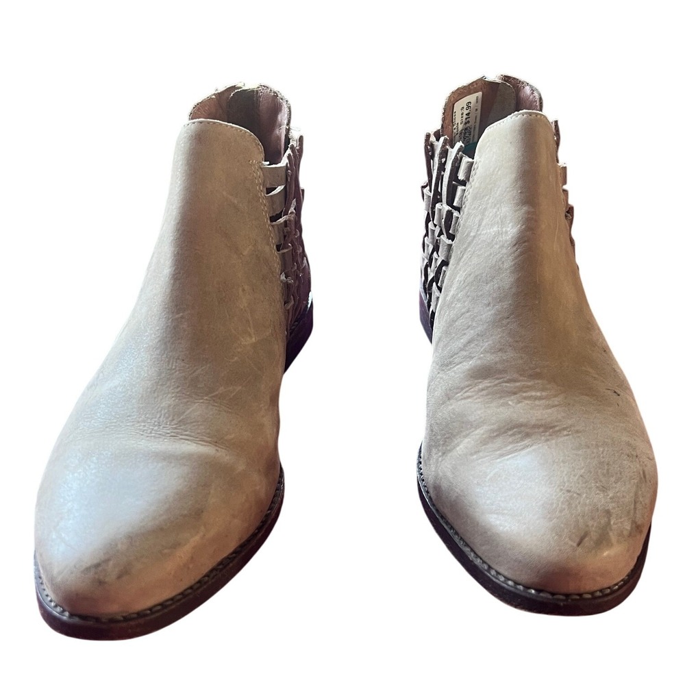 Chocolat Blu Ankle Booties Shoes Taupe Leather Women's Size 40 or 9 Boho Hipster